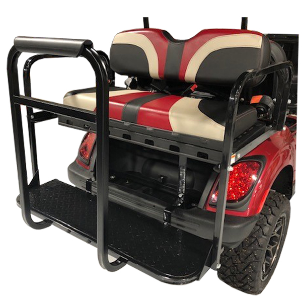 Golf cart rear store seat with cooler