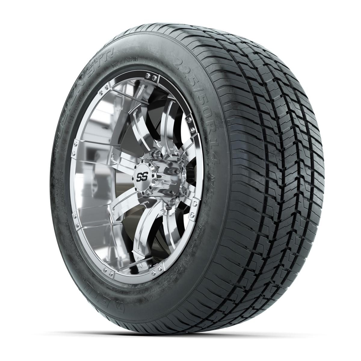GTW&reg; Tempest Chrome 14 in Wheels with 255/50-R14 Fusion STR DOT Approved Street Tires - Full Set