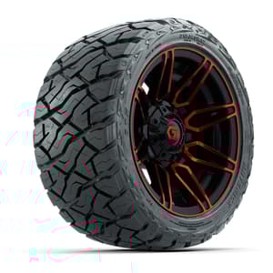 GTW Stealth Gloss Black/Red 12 in Wheels with 215/40-R12 Maverick Low-Profile All-Terrain Tires – Full Set