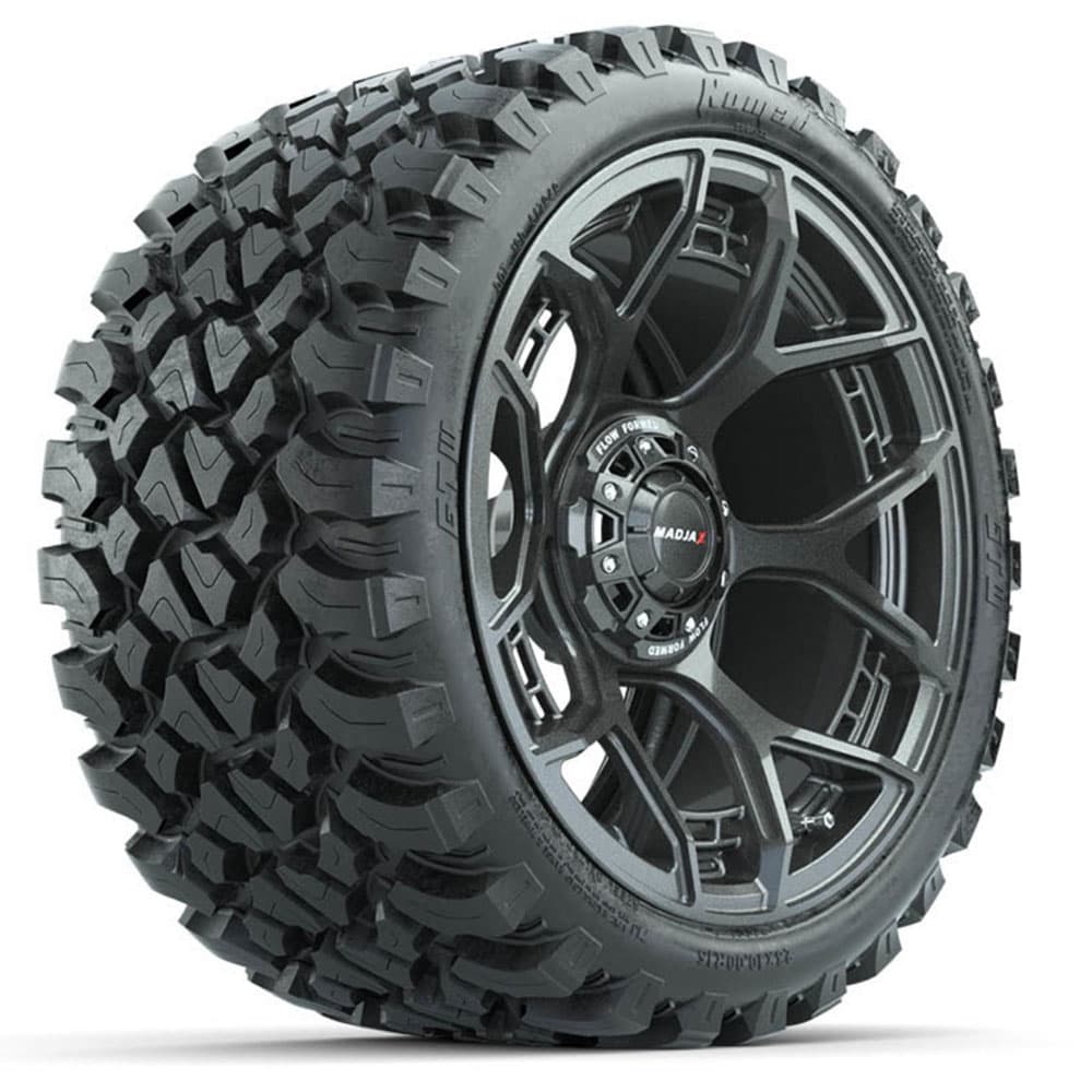 Set of (4) 15&quot; MadJax&reg; Flow Form Evolution Gunmetal Wheels with GTW&reg; Nomad Off Road Tires