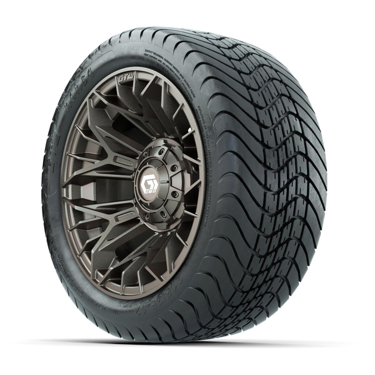 Set of (4) 12 in GTW® Stellar Matte Bronze Wheels with 215/35-12 Mamba Street Tires