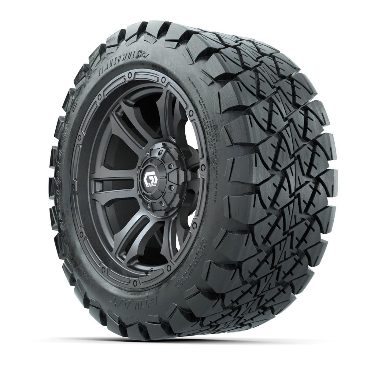 GTW® Shogun Gunmetal 14 in Wheels with 22x10-14 Timberwolf All-Terrain Tires – Full Set