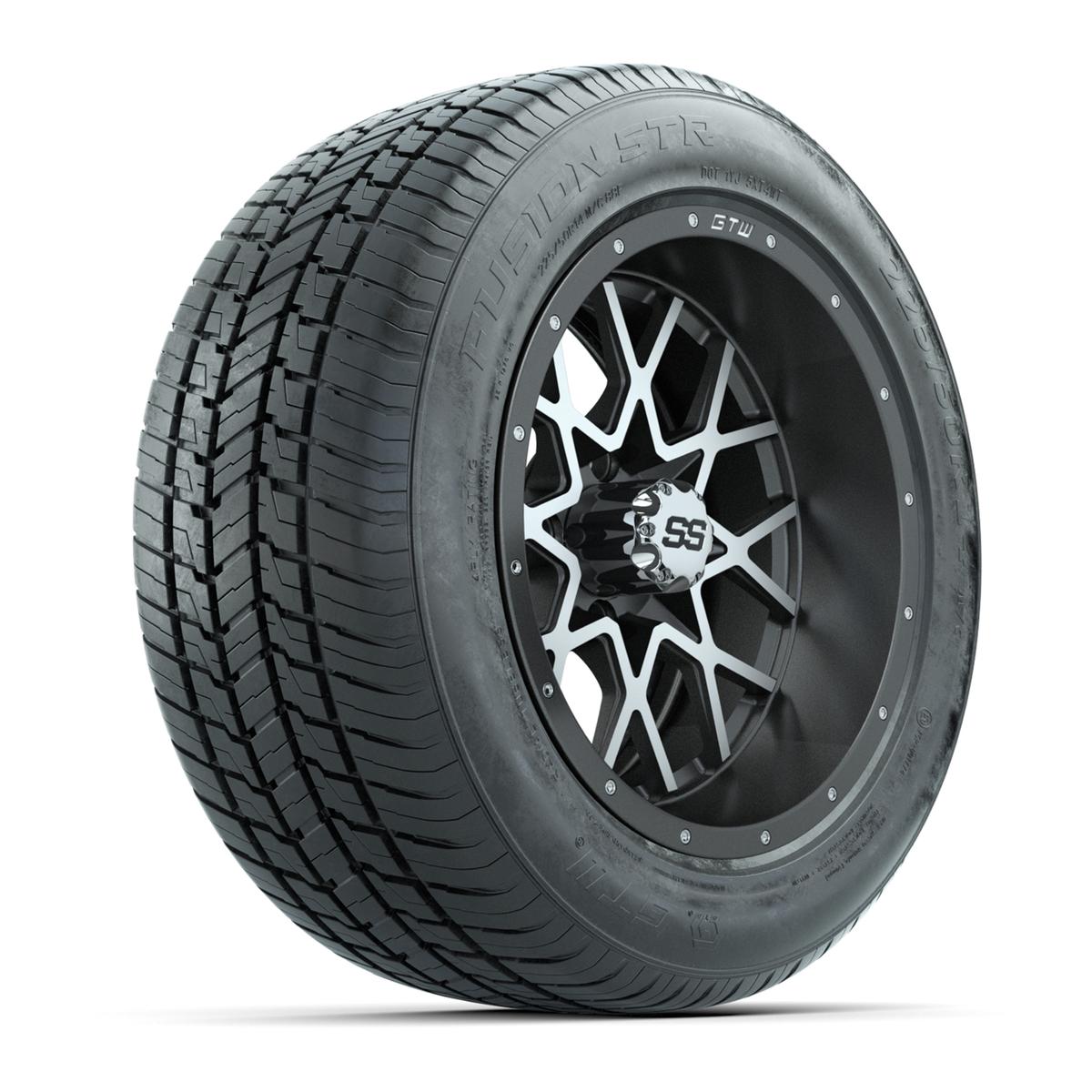 GTW&reg; Vortex Matte Gray and Machined 14 in Wheels with 255/50-R14 Fusion STR DOT Approved Street Tires - Full Set
