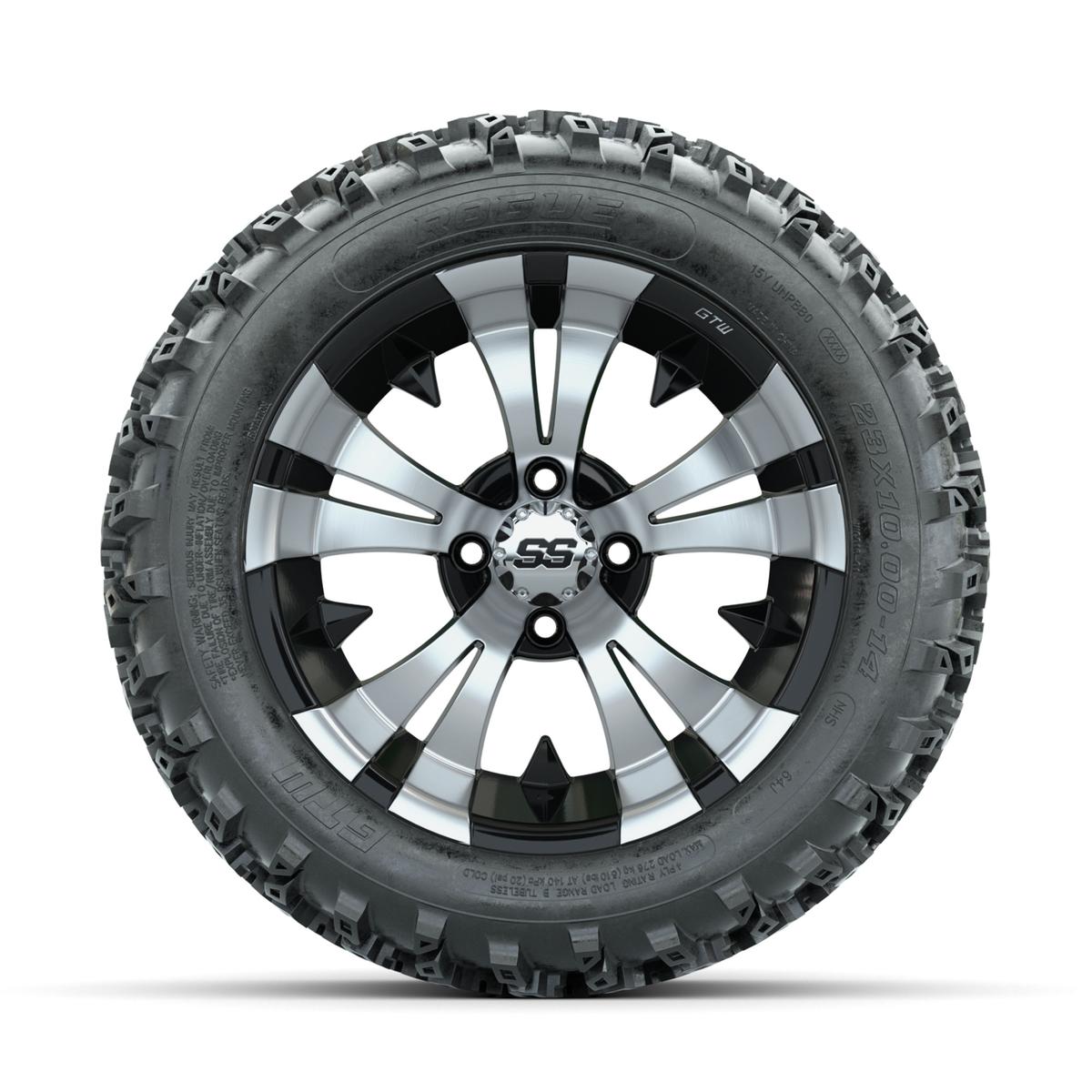 GTW Vampire Machined/Black 14 in Wheels with 23x10.00-14 Rogue All Terrain Tires – Full Set