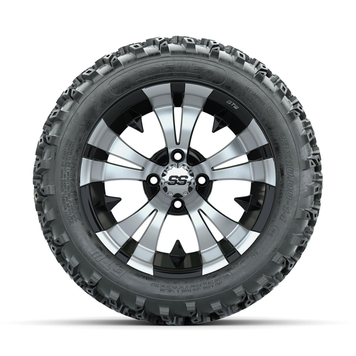 GTW Vampire Machined/Black 14 in Wheels with 23x10.00-14 Rogue All Terrain Tires – Full Set