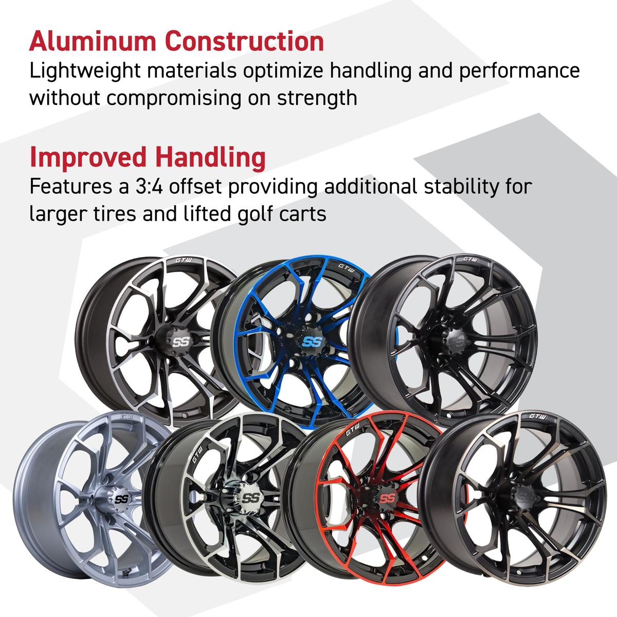 GTW&reg; Spyder Silver Brush 14 in Wheels with 23X10.00-14 Rogue All-Terrain Tires – Full Set