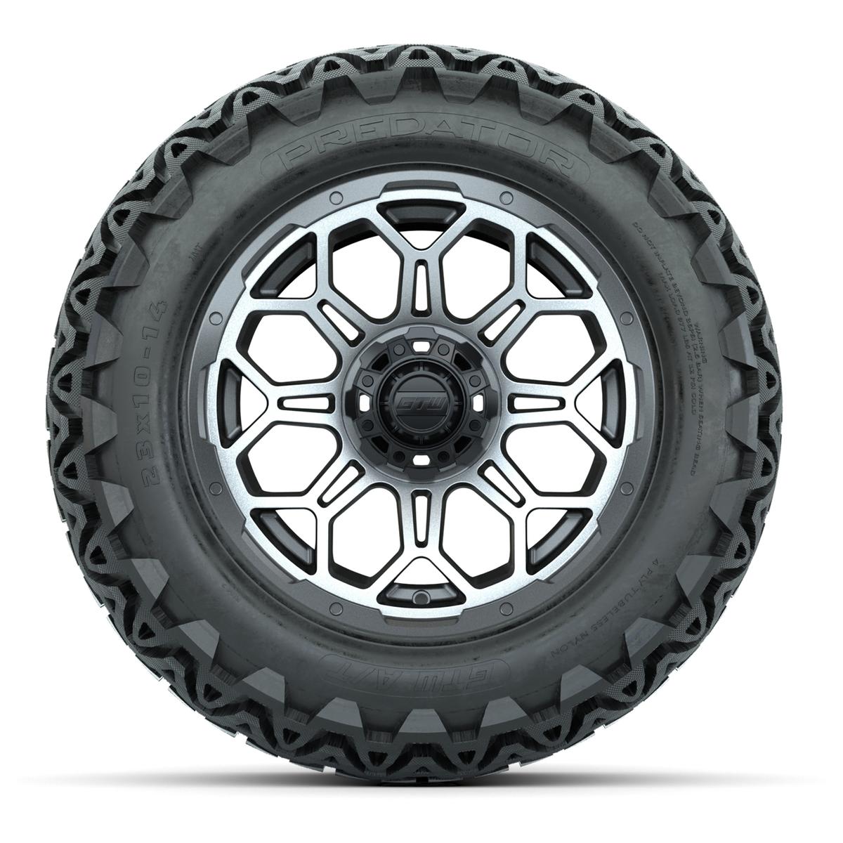 Set of (4) 14 in GTW Bravo Wheels with 23x10-14 GTW Predator All-Terrain Tires