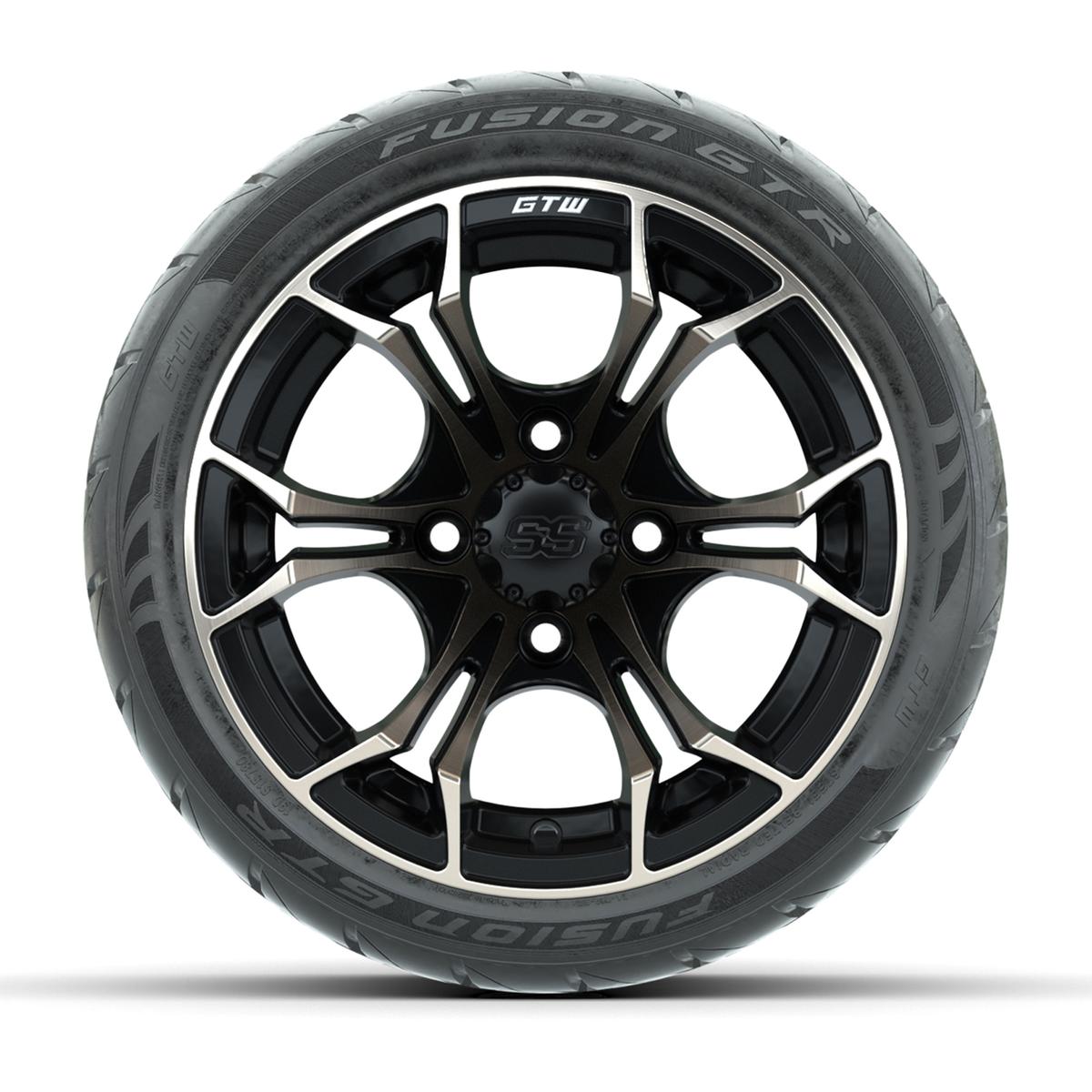 Set of (4) 12 in GTW Spyder Wheels with 215/40-R12 Fusion GTR Street Tires