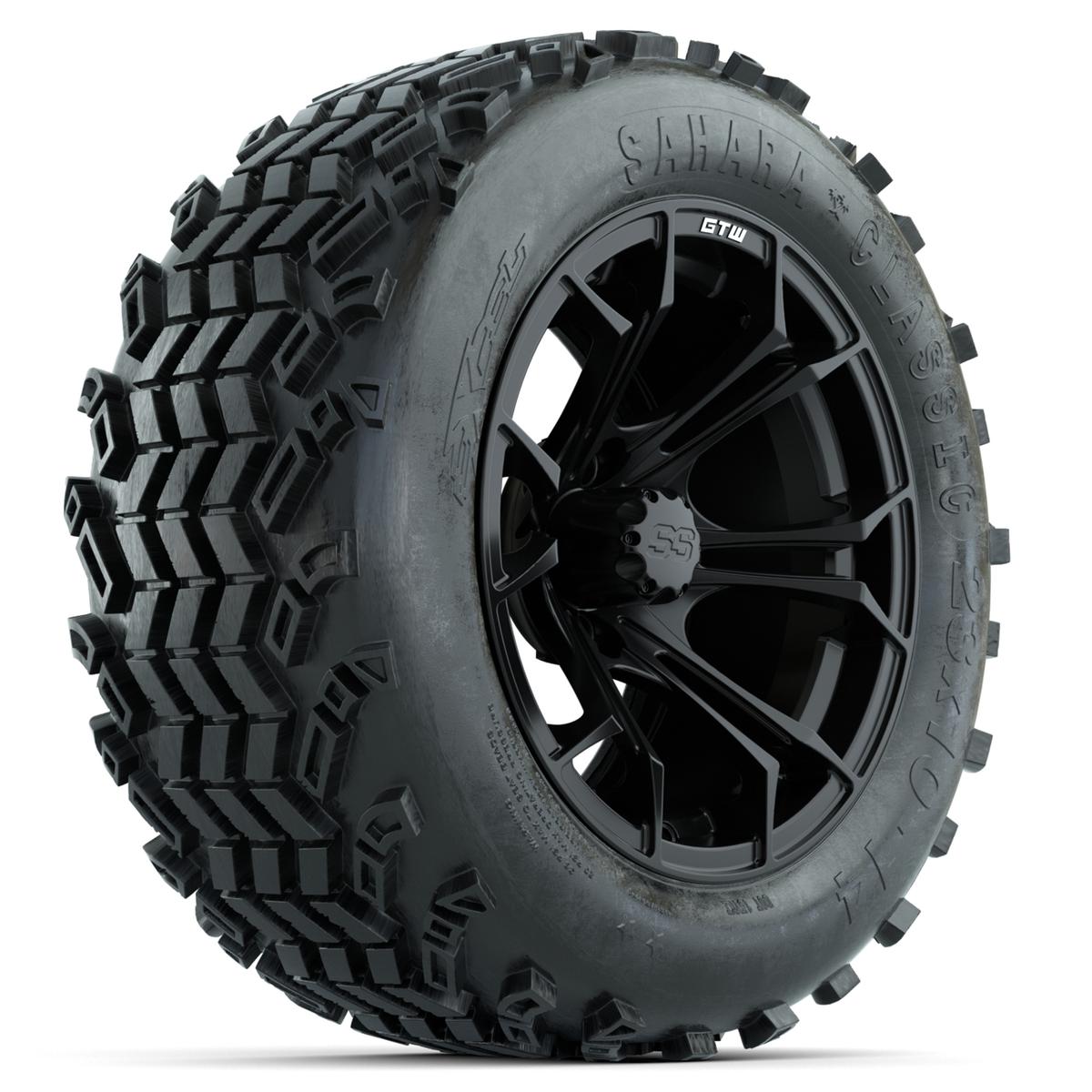 GTW Spyder Matte Black 14 in Wheels with 23x10-14 Sahara Classic All-Terrain Tires – Full Set