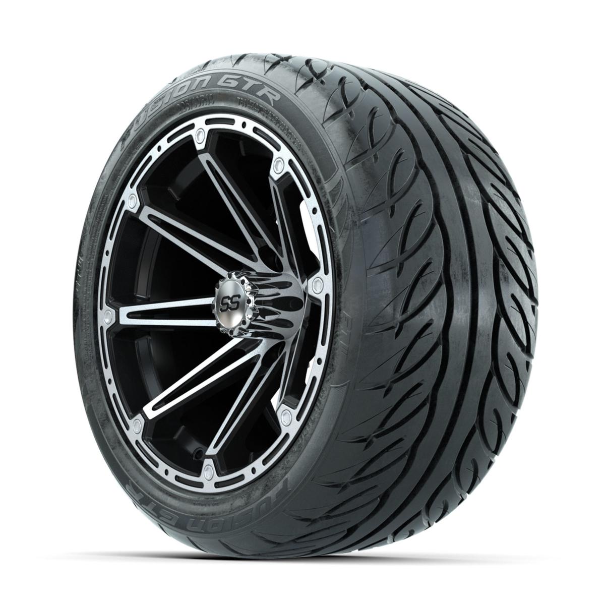 GTW Element Machined/Black 14 in Wheels with 225/40-R14 Fusion GTR Street Tires – Full Set