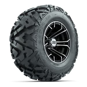 GTW Spyder Machined/Black 10 in Wheels with 20x10-10 Barrage Mud Tires – Full Set