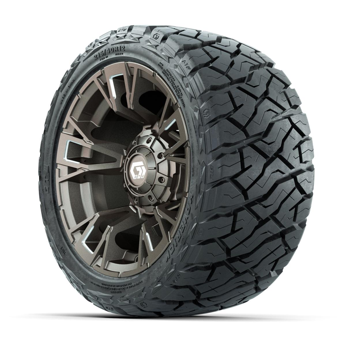 GTW Vandal Satin Bronze/Machined 12 in Wheels with 215/40-R12 Maverick Low-Profile All-Terrain Tires – Full Set