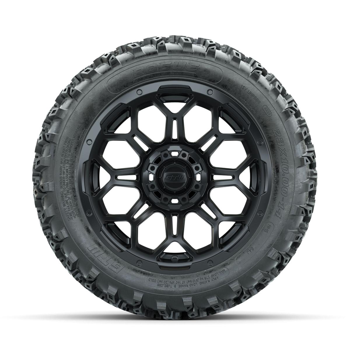 GTW Bravo Matte Black 14 in Wheels with 23x10.00-14 Rogue All Terrain Tires – Full Set