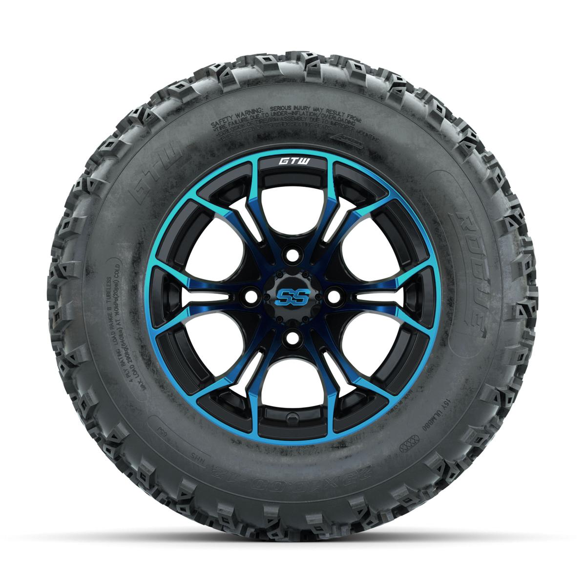GTW Spyder Blue/Black 12 in Wheels with 23x10.00-12 Rogue All Terrain Tires – Full Set