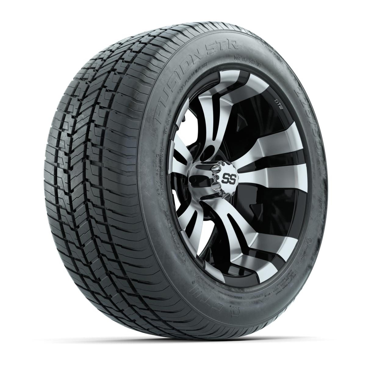 GTW&reg; Vampire Black and Machined 14 in Wheels with 255/50-R14 Fusion STR DOT Approved Street Tires - Full Set