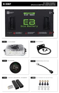 Eco Lithium Battery Complete Bundle for Epic EV 3-3 Battery Configuration 51.2V 160Ah