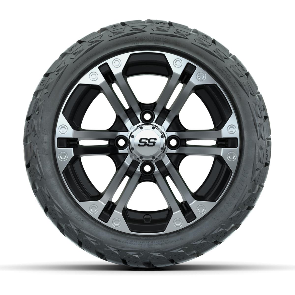 GTW Specter Black/Machined 12 in Wheels with 215/40-R12 Maverick Low-Profile All-Terrain Tires – Full Set