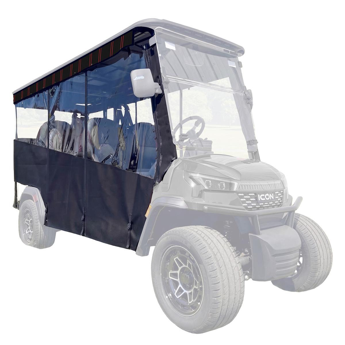 RedDot 6-Passenger Black Track Style Enclosure with Red Panther Valance for ICON i60LX (Years 2026-Up)