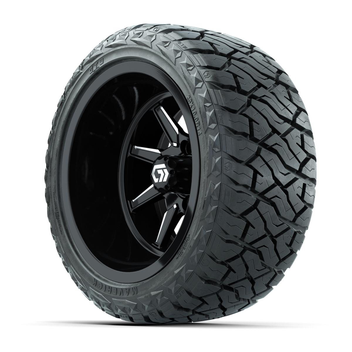 GTW&reg; Reaper Black/Machined 14 in Wheels with 23X10-R14 Maverick Steel Belted Radial All-Terrain Tires - Full Set