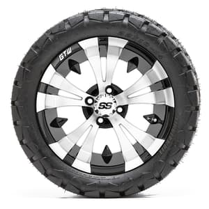 GTW Vampire Black and Machined Wheels with 22in Timberwolf Mud Tires - 14 Inch