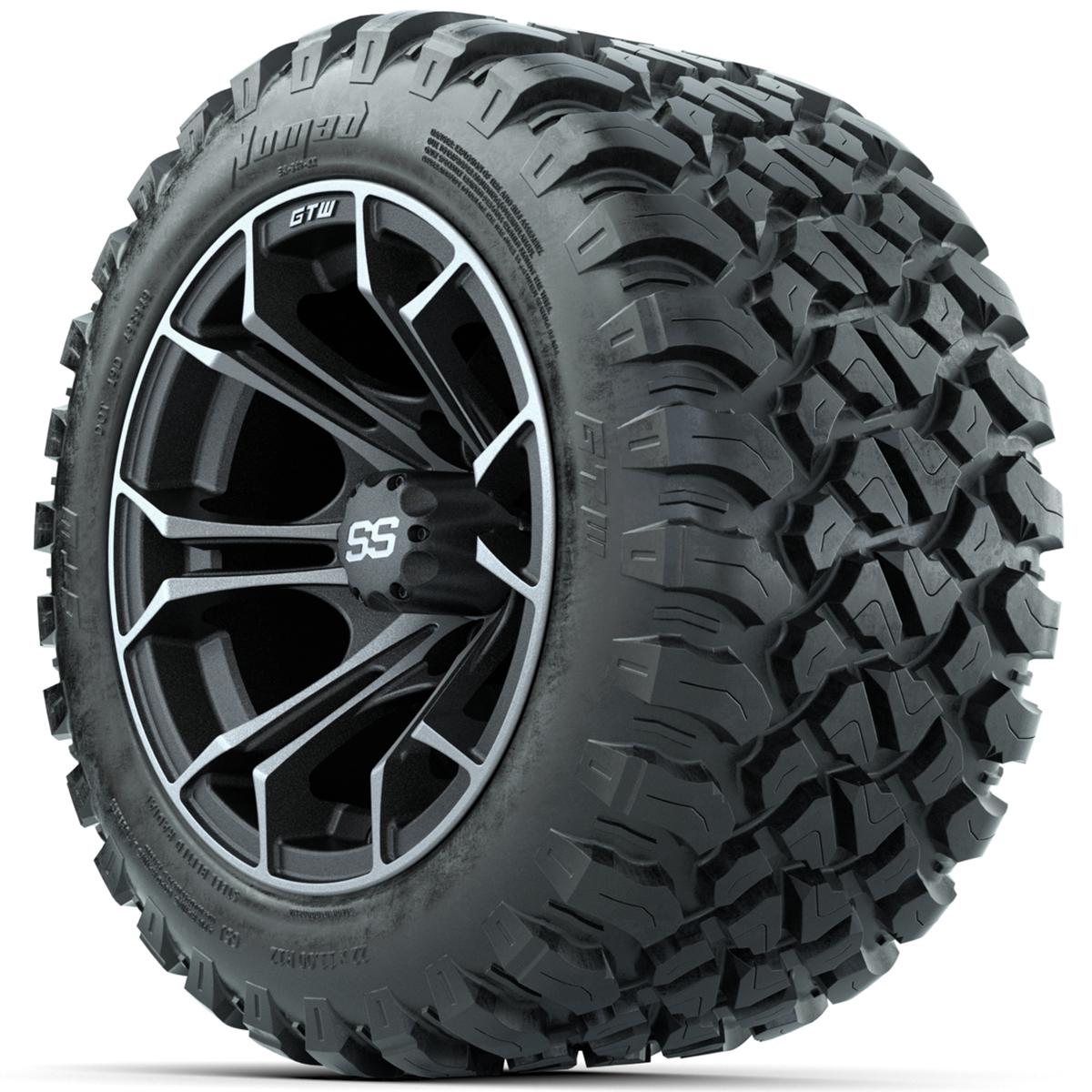 Set of (4) 12 in GTW Spyder Wheels with 22x11-R12 GTW Nomad All-Terrain Tires