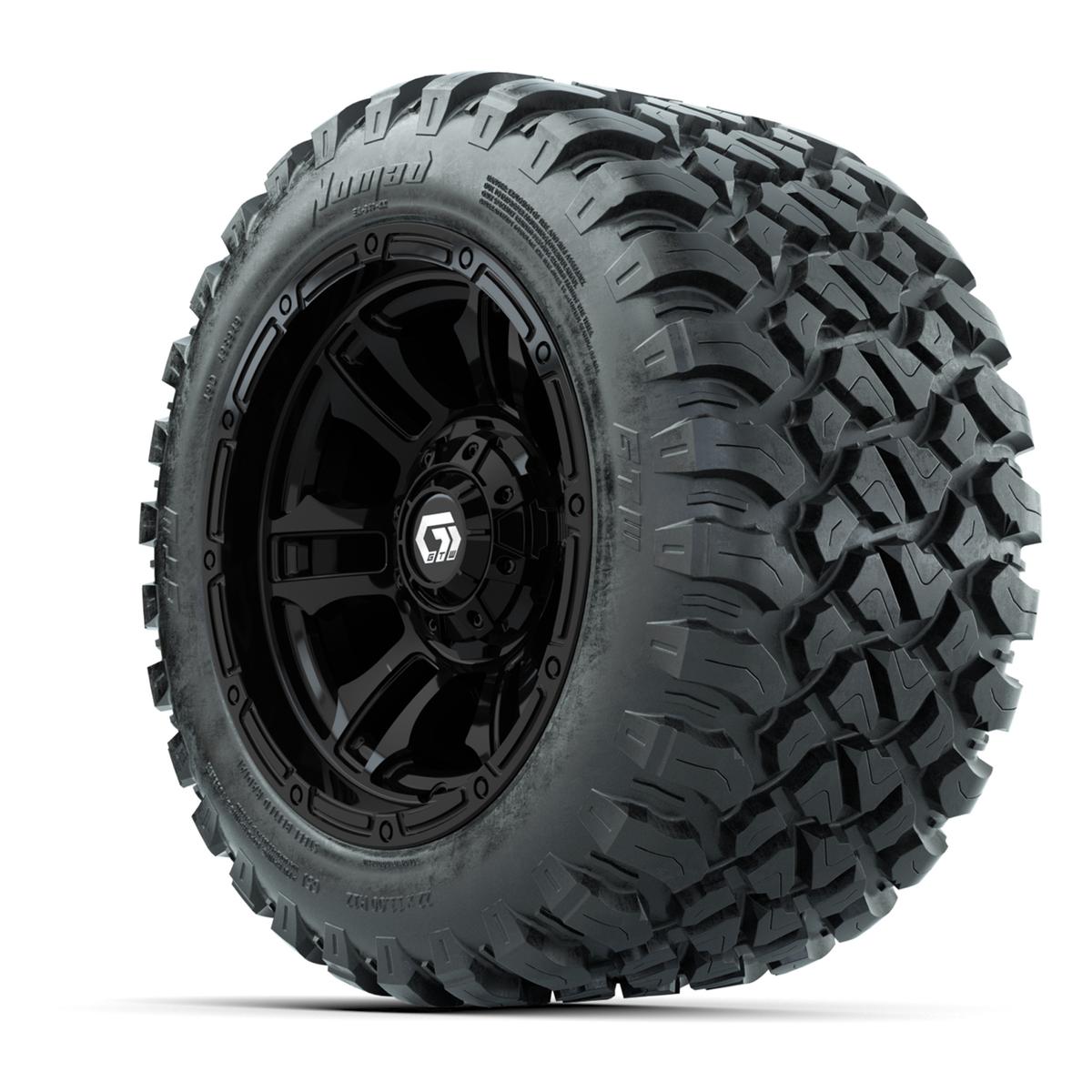 GTW&reg; Shogun Gloss Black 12 in Wheels with 22X11-R12 Nomad Steel Belt Radial All-Terrain Tires – Full Set