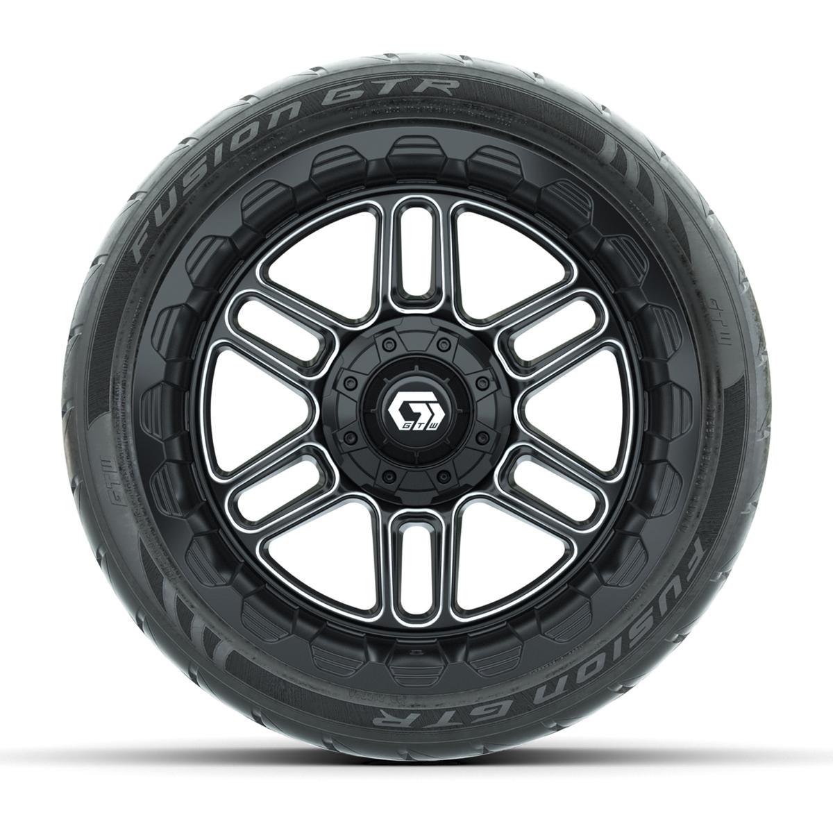 Set of (4) 14 in GTW® Titan Machined & Black Wheels with 205/40-R14 Fusion GTR Street Tires
