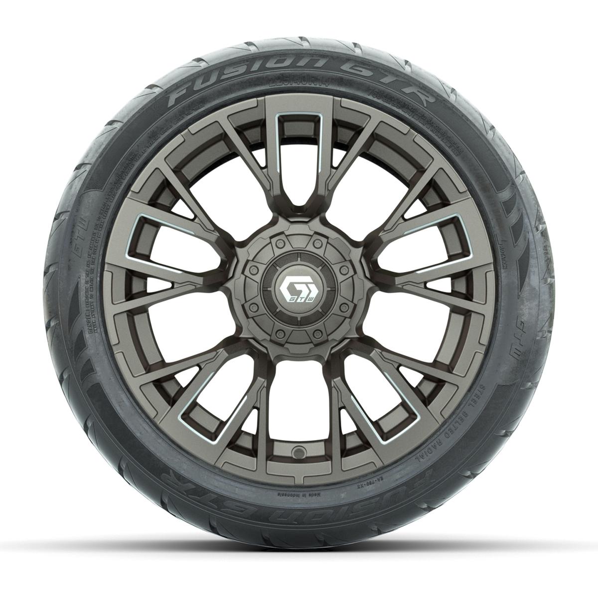 GTW&reg; Vandal Bronze/Machined 14 in Wheels with 225/40-R14 Fusion GTR Steel Belt Radial Street Tires – Full Set