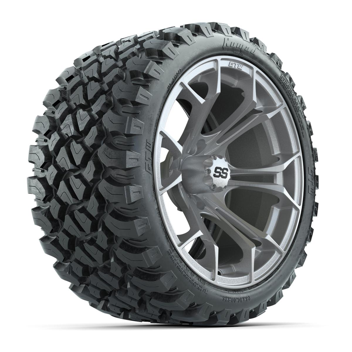 GTW Spyder Silver Brush 15 in Wheels with 23x10-R15 Nomad Steel Belt Radial All-Terrain Tires – Full Set