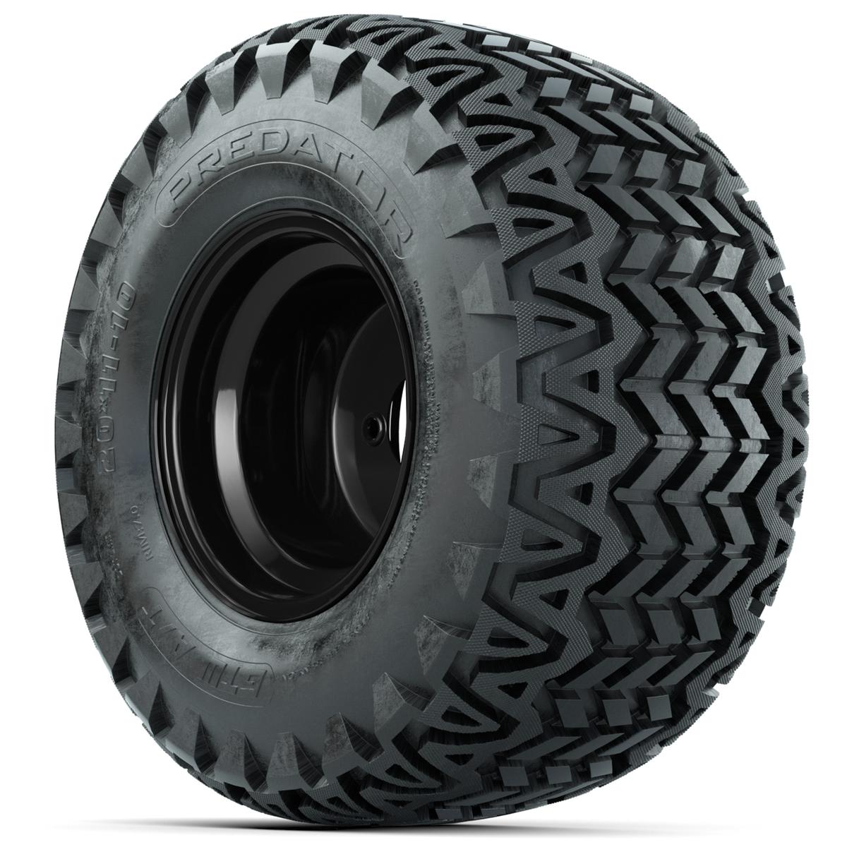 Set of (4) 10 in Matte Black Steel Offset Wheels with 22x11-10 Predator All Terrain Street Tires