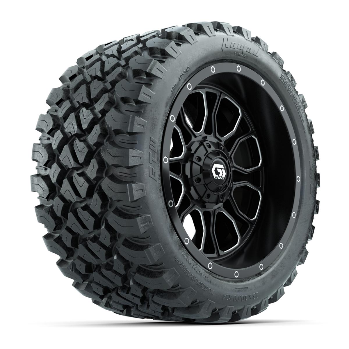 Set of (4) 14 in GTW® Volt Machined & Black Wheels with 23x10-R14 Nomad All-Terrain Tires