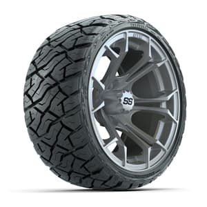 GTW&reg; Spyder Silver Brush 14 in Wheels with 205/35-R14 Maverick Low-Profile All-Terrain Tires – Full Set