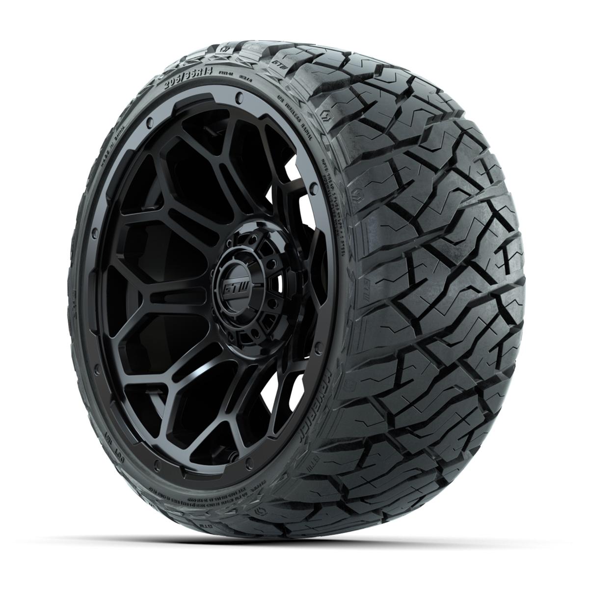GTW Bravo Matte Black 14 in Wheels with 205/35-R14 Maverick Low-Profile All-Terrain Tires – Full Set