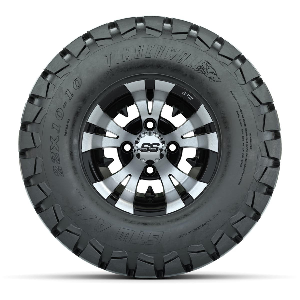 GTW Vampire Black and Machined Wheels with 22in Timberwolf Mud Tires - 10 Inch