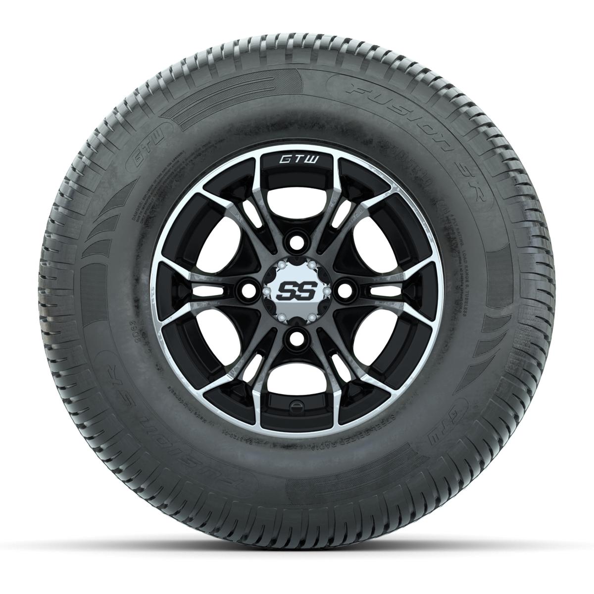 GTW Spyder Machined/Black 10 in Wheels with 205/65-R10 Fusion SR Steel Belted Radial Tires – Full Set