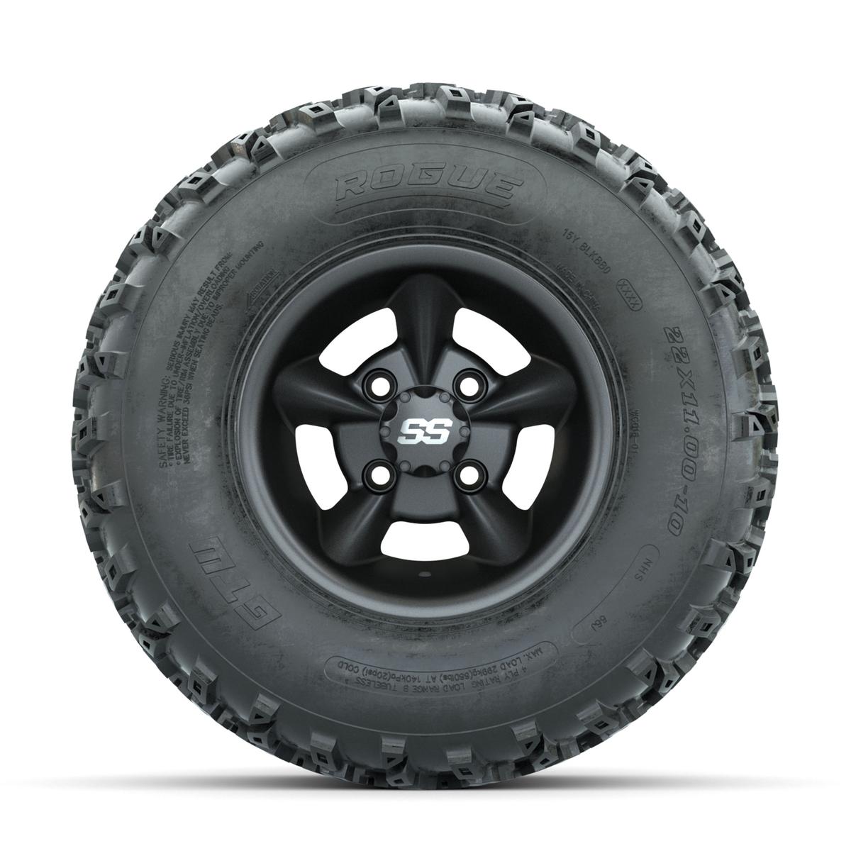 GTW Godfather Matte Grey 10 in Wheels with 22x11.00-10 Rogue All Terrain Tires – Full Set