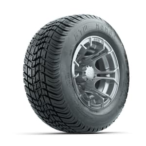 GTW Spyder Silver Brush 10 in Wheels with 205/50-10 Mamba Street Tires – Full Set