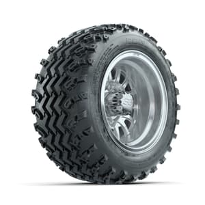 GTW Medusa Machined/Silver 10 in Wheels with 18x9.50-10 Rogue All Terrain Tires – Full Set