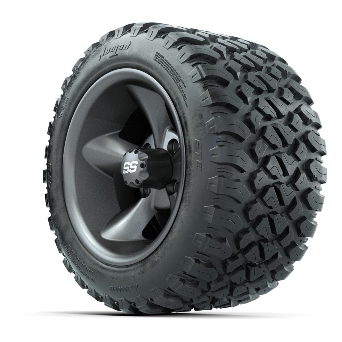 GTW&reg; Godfather Matte Gray 12 in Wheels with 20X10-12 Nomad Steel Belt Radial All-Terrain Tires – Full Set