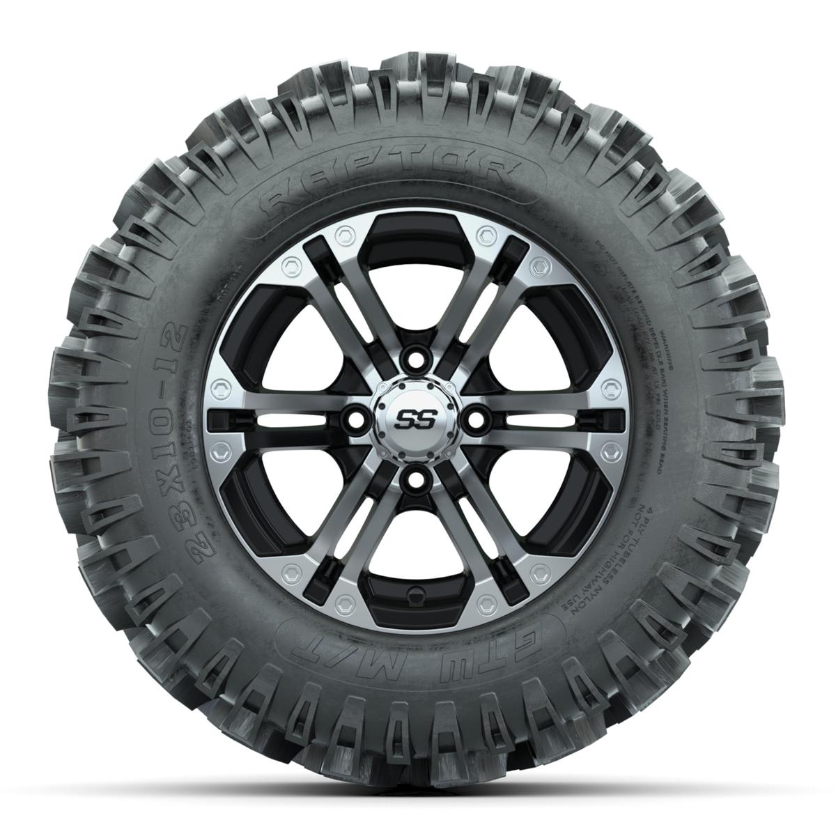 12” GTW Specter Black and Machined Wheels with 23” Raptor Mud Tires – Set of 4