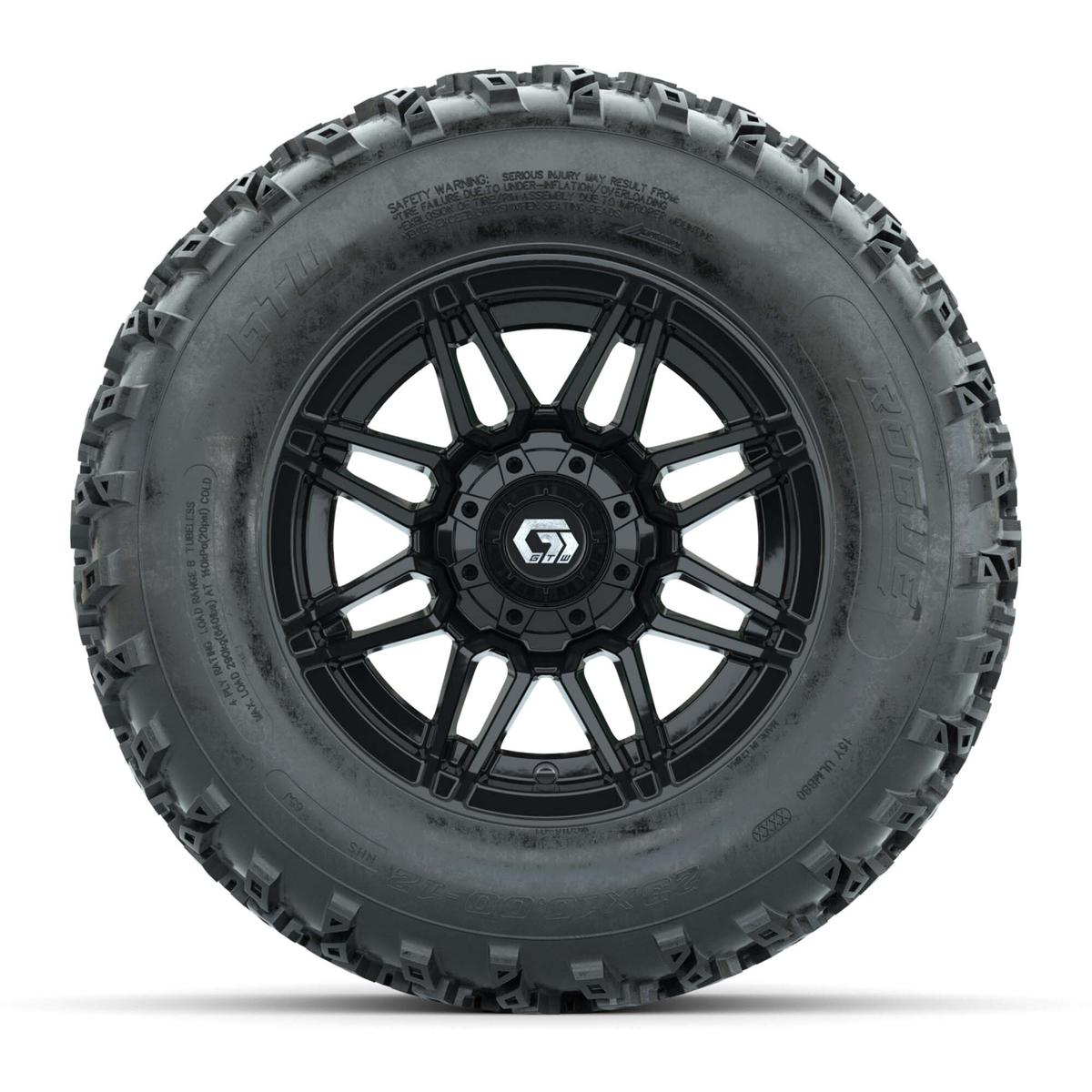 GTW&reg; Stealth Gloss Black 12 in Wheels with 23X10.00-12 Rogue All-Terrain Tires – Full Set