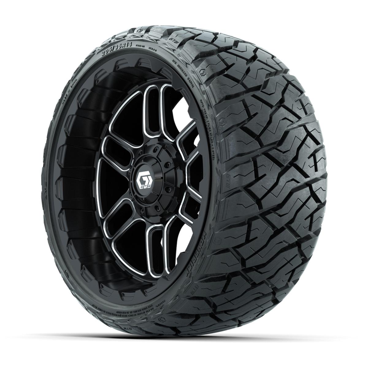 GTW Titan Black/Machined 14 in Wheels with 205/35-R14 Maverick Low-Profile All-Terrain Tires – Full Set