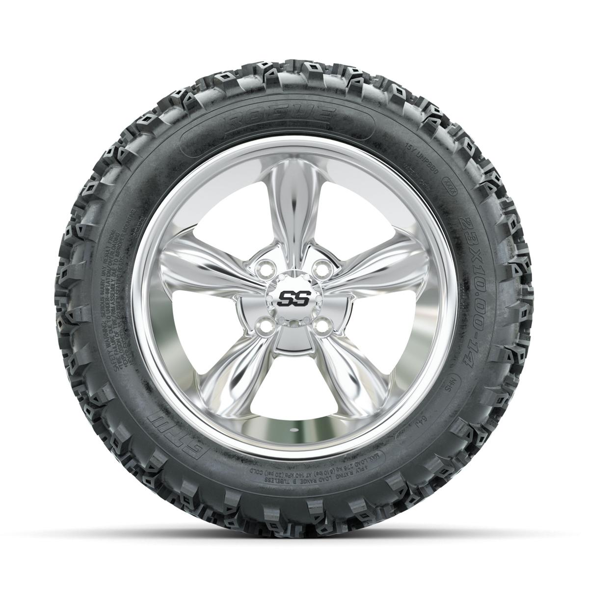 GTW Godfather Chrome 14 in Wheels with 23x10.00-14 Rogue All Terrain Tires – Full Set