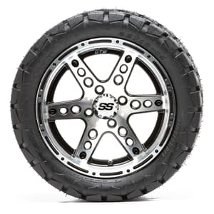 14” GTW Dominator Black and Machined Wheels with 22” Timberwolf Mud Tires – Set of 4