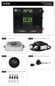Club Car DS Eco Lithium 51V 60Ah Battery Bundle - Cube