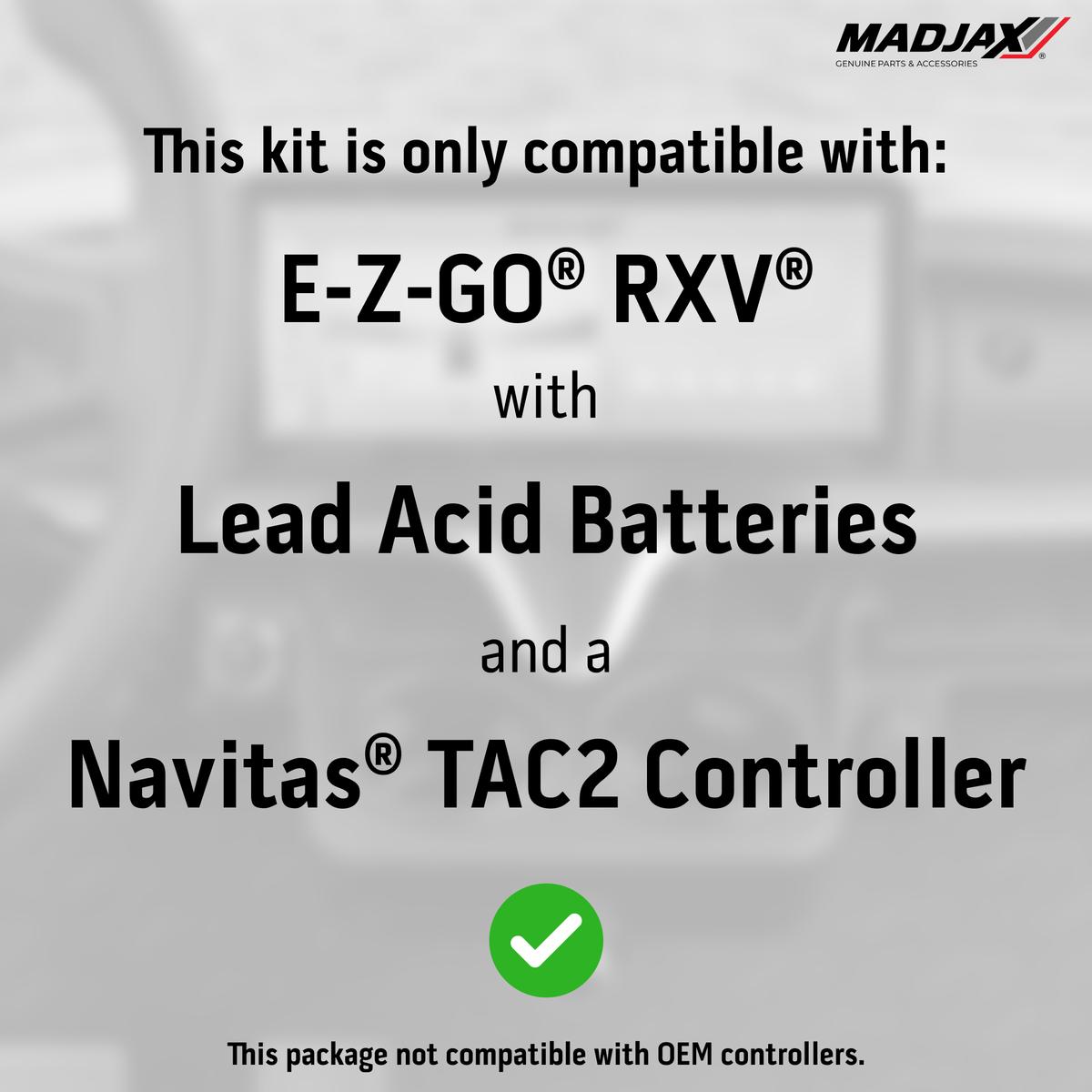 MadJax&reg; Kinect&trade; Display Screen Kit for A/C motor EZGO RXV with Lead Acid Battery Setup and Navitas TAC2
