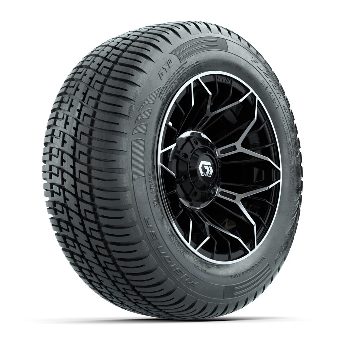Set of (4) 12 in GTW® Stellar Machined & Black Wheels with 215/50-R12 Fusion S/R Street Tires