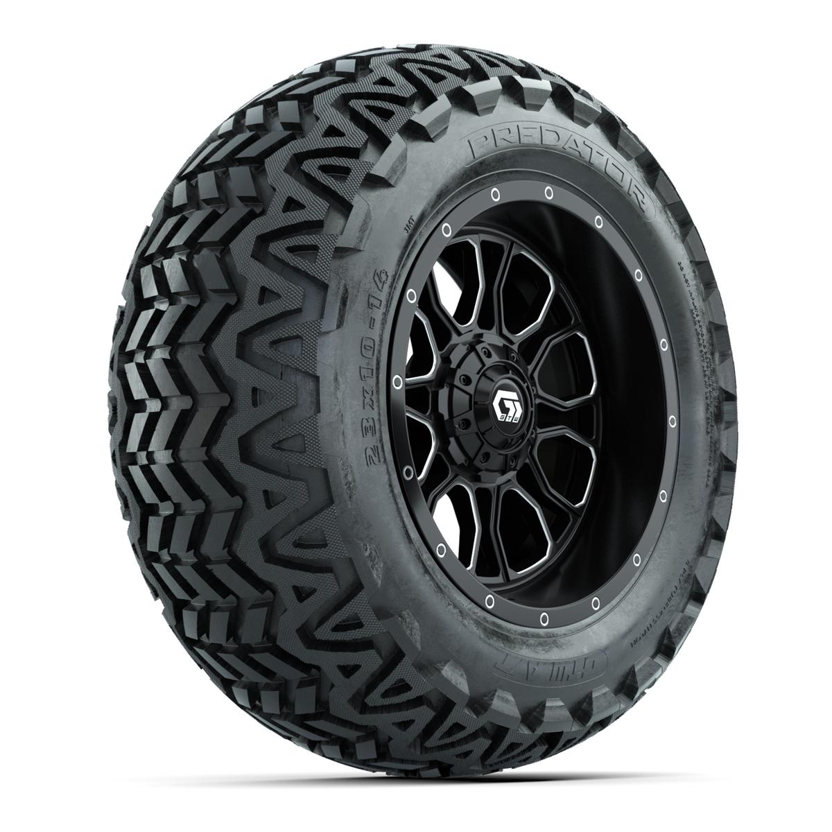 Set of (4) 14 in GTW® Volt Machined & Black Wheels with 23x10-14 Predator All-Terrain Tires