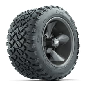 GTW&reg; Godfather Matte Gray 12 in Wheels with 20X10-12 Nomad Steel Belt Radial All-Terrain Tires – Full Set