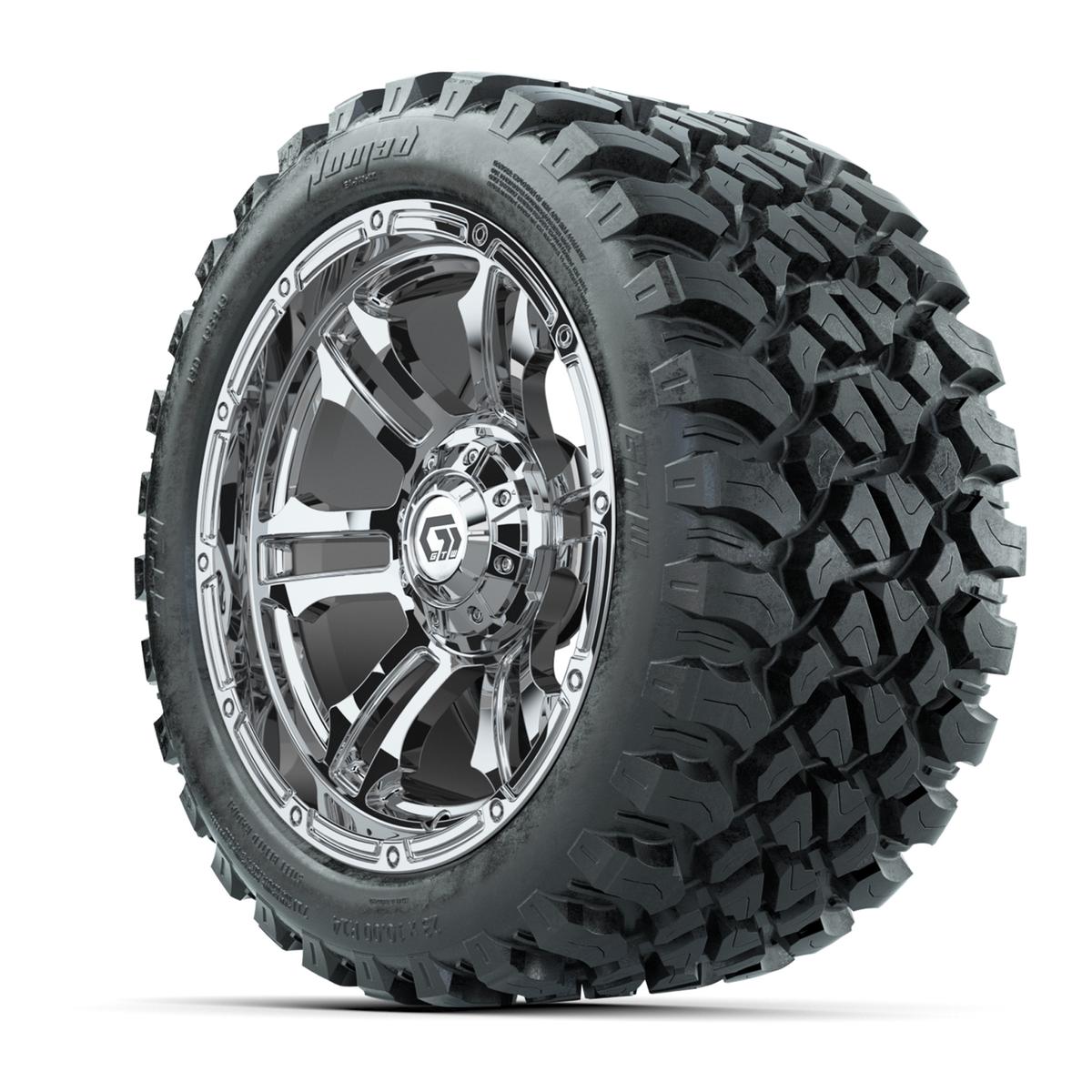 GTW&reg; Shogun Chrome 14 in Wheels with 23X10-R14 Nomad Steel Belt Radial All-Terrain Tires – Full Set